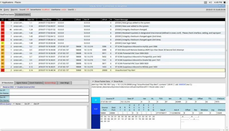 Figure 11 Nmap alert in Sguil 