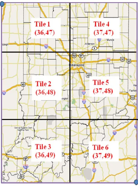Figure 6 shows the Google tiles associated with the indicated bounding box.  Note the Indiana 