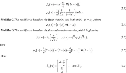 Figure 1(a) shows that  and Figure 3(a) show that Requirement 1 is well satisfied for Mollifiers 1 and 3