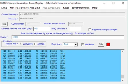 Figure 26. Panel for displaying criticality fission points. 