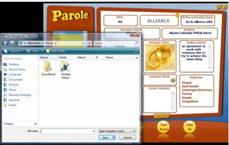 Fig. 2. Screenshot of adding sound/music to a studied word. 