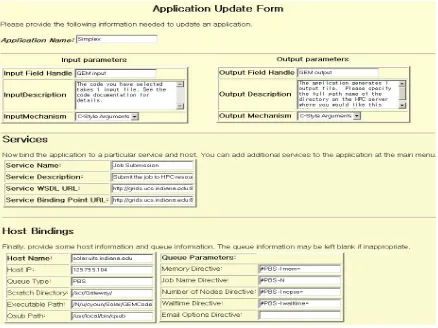 Fig. 3. Sample application administration view for the application, Simplex. 