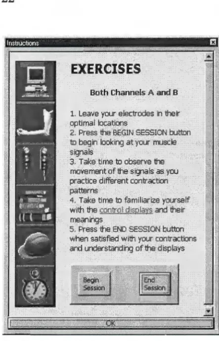 Figure 18. Instructions window used to teach the user how to 