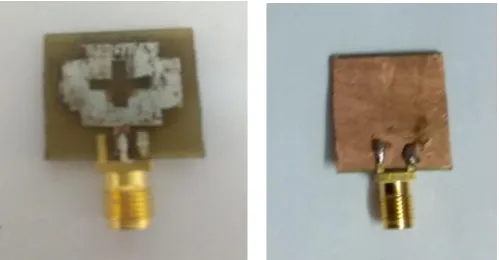 Figure-4.1: Antenna 1 prototype (top and bottom view) and Antenna 3 without Diode D1 & D2