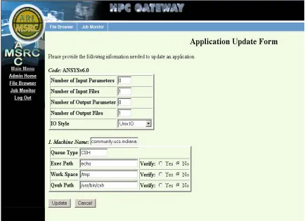 Figure 2 HTML forms for deploying an application 