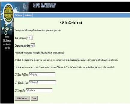 Figure 3 An input form for the application ZNS. 