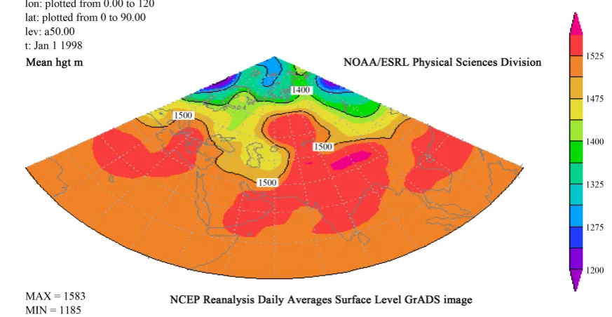 Figure 6. Geopotential Heath (HGT) map on 1 January.                                                                 