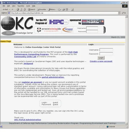 Figure 6 The Online Knowledge Center's login page. 
