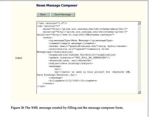 Figure 26 The XML message created by filling out the message composer form. 