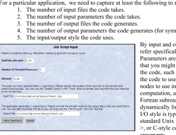 Figure 10: Job Input forms are generated using the HPC and Application Descriptors. 
