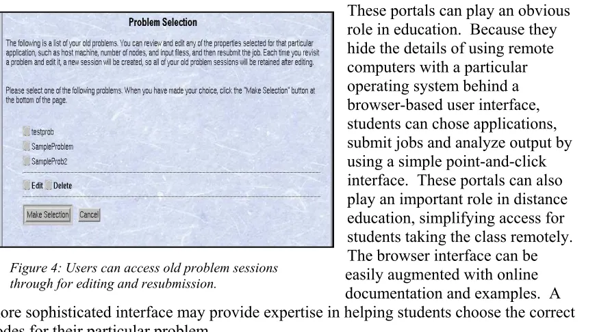 Figure 4: Users can access old problem sessions through for editing and resubmission.