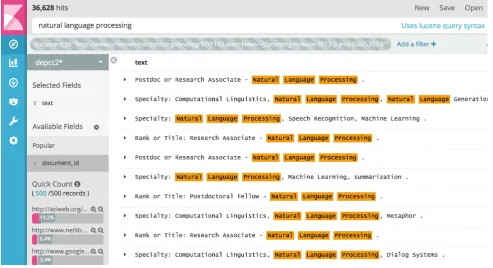 Figure 2: Interactive graphical user interface providing a full text search over 14.3 billion of sentences in the DEPCC corpusand their linguistic meta-data