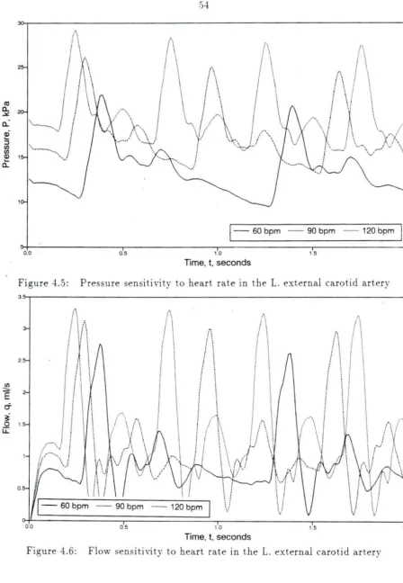 Figure 4.6: Flow sensitivity to heart rate in the L. external carotid artery 
