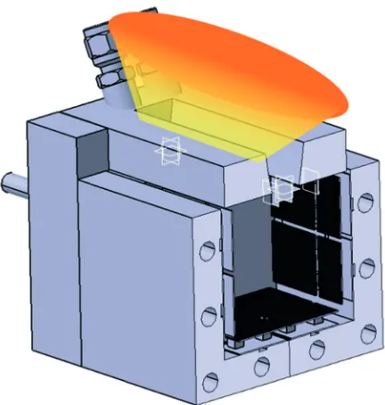 Fig. 4. – Solar thermoelectric cavity converter with 18 thermoelectric oxide modules (TOM) andK-type thermocouples for temperature monitoring.