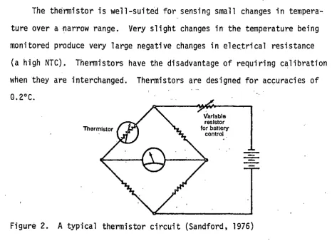 Figure 2. A typical thermistor circuit (Sandford, 1976) 