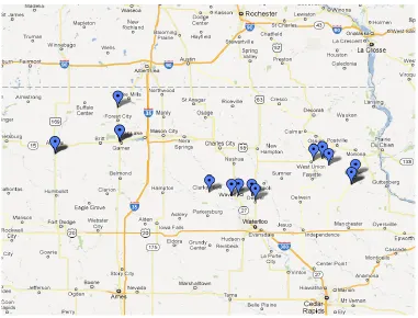 Figure 3. General testing areas in Iowa 