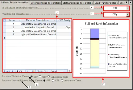 Figure 6.5. Soil and rock information tab of DSLTRF 