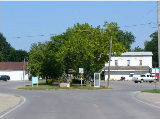 Figure 17: View of Drakesville center island as drivers enter main area of town 