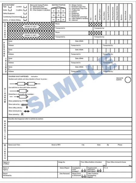 Figure 3.2. Form 433003 Investigating Officer’s Report of Motor Vehicle Accident (back) 