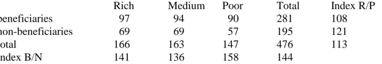 Table 6.4 Impact of interventions: BAFP beneficiaries and non-beneficiaries, and wealth categories; scores on  selected indicators; Anafobisi survey  