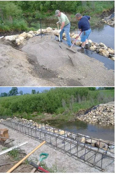 Figure 28. Bridge 1 ― Leveling pad install concrete footing reinforcement (Courtesy of Brian Keierleber)  