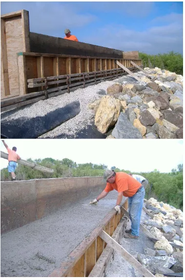 Figure 29. Bridge 1 ― Installation of reinforced concrete footing (Courtesy of Brian Keierleber)  