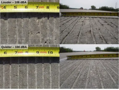 Figure 11. Variability of transverse tined surface and its effect on OBSI noise level