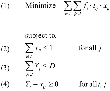 Figure 8. Linear program for stage 2 of the initial solution phase 