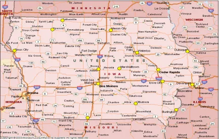 Figure 4. Current Iowa climatic sites 