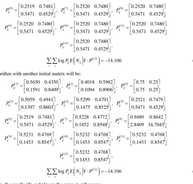 Table 2. Condition change from i  to j  at the time interval t  for miss-ing data. 