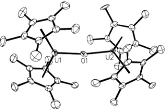 Fig. 5 Crystal structure of [(η5-C5Me5)2U]2(µ-O) [107]. Reprinted with permission fromElsevier
