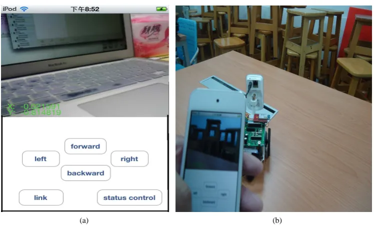 Figure 6. The realization of the proposed detecting robot. (a) Side view of the robot; (b) Top view of the robot