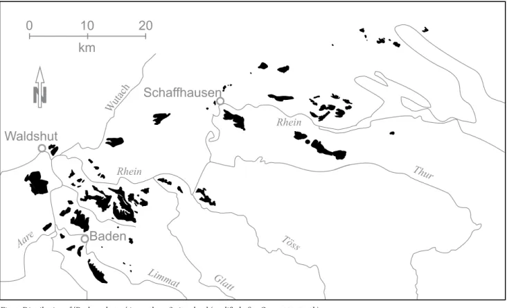 Fig. 2: Distribution of ‘Deckenschotter‘ in northern Switzerland (modified after Graf 1993, 2009b)