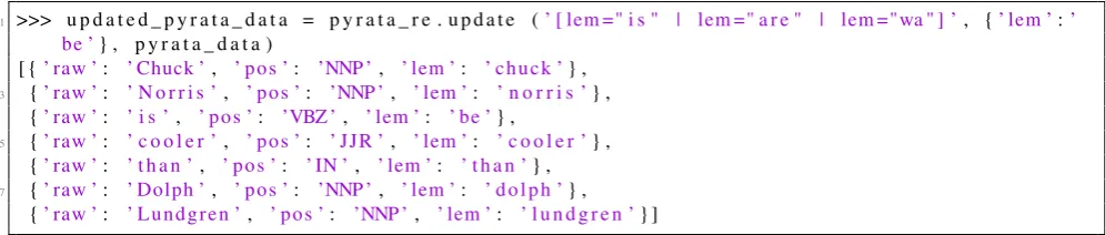 Figure 5: Updating (edit operation) a PyRATA data structure by modifying a feature value