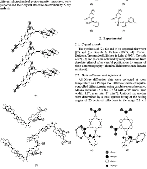 Fig. 2. A schematic representation of the molecular conformations of 6-(2A-dinitrobenzyl)-2,21-bipyridine found in (a) the photoactive and (b) the photoinert phases (Eichen et al., 1995)