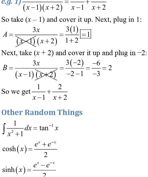 Table of Partial Fraction Decompositions ( )Example 