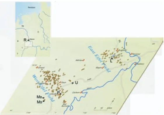 Fig. 1: The Quaternary West and East Eifel Volcanic Fields in the Rhenish Massive, Germany (adopted from  S CHMINCKE ,  2000)