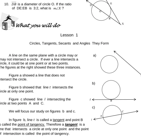 Figure a showed a line that does not intersect the circle. 