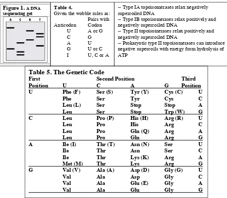 Figure 1.   A DNA Table 4. 