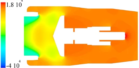 Fig. 25.  Static pressure field obtained from 3D CFD simulation, flow rate Q1. 