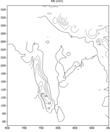 Fig. 1. Mean QPE errors (mm) for the period 1 June to 30 August of summer monsoon 2001.