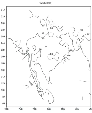 Fig. 2. Same as  Fig. 1 except for the root mean square errors (mm).