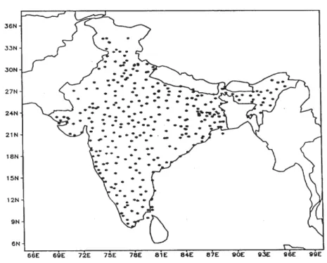 Figure 2 shows the histogram of all India annual mean percentage of occurrence of TS and RF (average of all 260 stations)