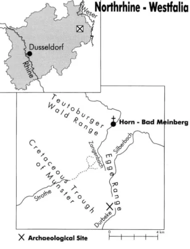 Fig. 1:  M a p with the archaeological site in the notthern Egge Range 