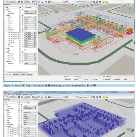 Figure 7. AutoCAD files of Al-Imam Al-Shafee primary school imported into Elyx 3D. 