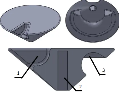Fig. 7. air inlet channels, 3 - insert, 4 outlet channels. Cross section of the engine bonnet: 1 - air channel, 2 -   