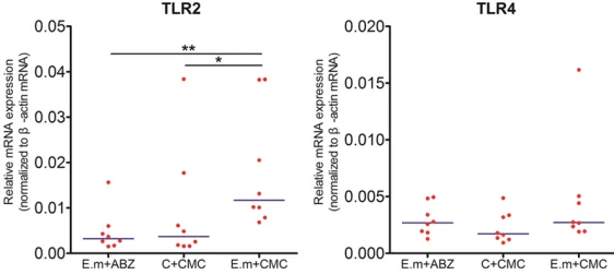 Figure 1. Assessment of parasite load in intraperitoneal cavity of mice in-fected with E