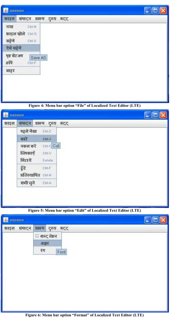 Figure 4: Menu bar option “File” of Localized Text Editor (LTE) 