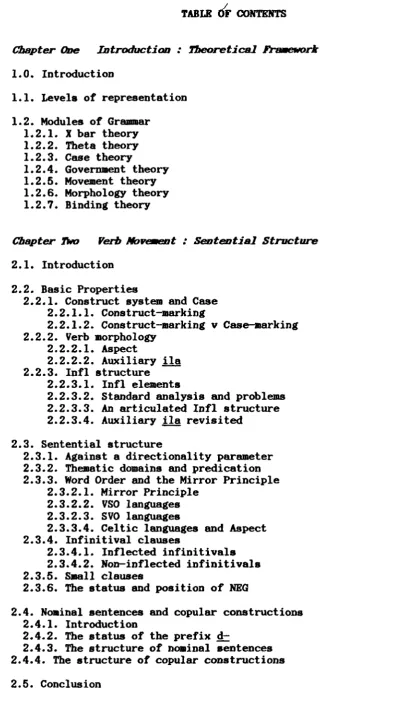 TABLE O'F CONTENTS