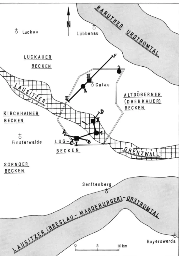 Fig. 1: General map  o f the Calau lignit fields with the position of the sections (fig